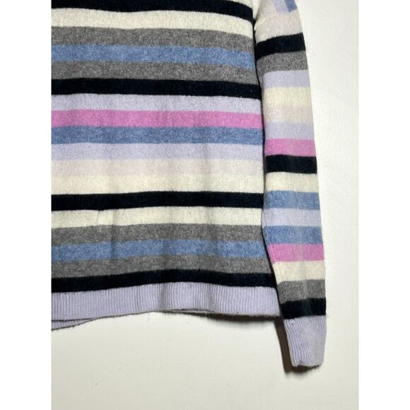 525 America Women's Multicolor Stripe 100% Cashmere Crewneck Pullover Sweater L - Picture 3 of 7
